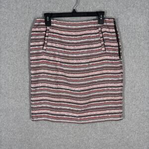 Halogen Tweed Mini Skirt 8 Orange Textured Zipper Pockets Old Money Academia